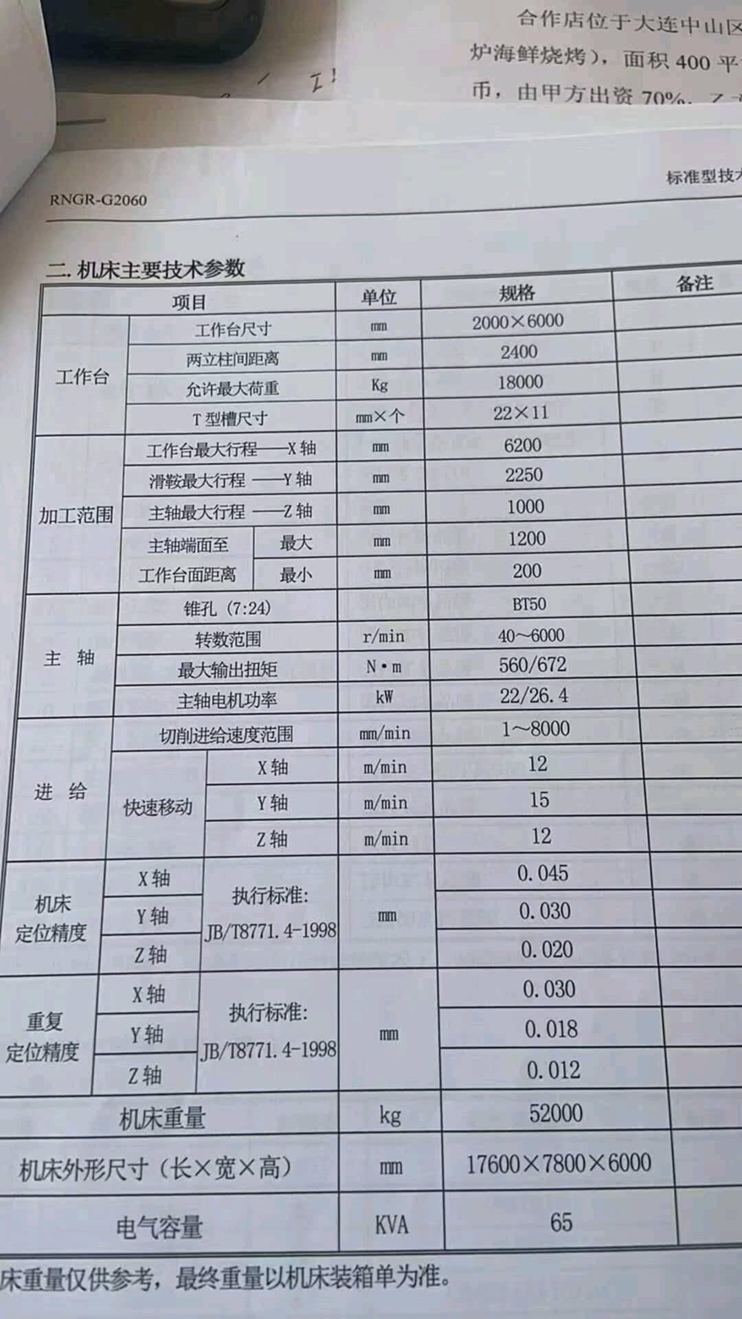 中捷RNGR-G2060龙门加工中心